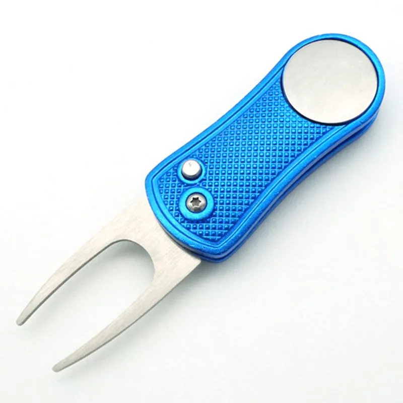 Горячая Новая нержавеющая сталь, для гольфа инструмент для ремонта травы вилка металлическая алюминиевая ручка складной Гольф зелень вилка для гольфа тренировочные инструменты