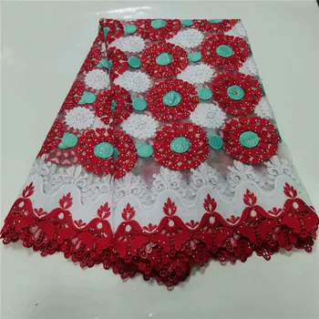

African stones Lace Fabric green/red Swiss Voile Lace In Switzerland High Quality Cotton Nigerian Punch Lace Fabrics For Party