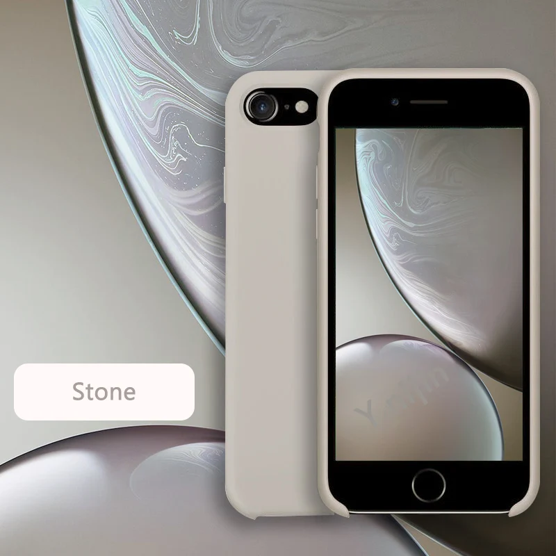 Stone Официальный чехол для Apple iPhone X Xs XR 11 Pro MAX силиконовый чехол s логотип для Apple iPhone 7 8 Plus 11 6 5 6s SE чехол с логотипом - Цвет: Stone