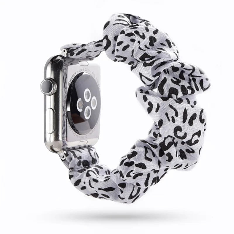 White leopard Эластичный ремешок для часов, совместимый с Apple Watch, ремешок 38 мм/40 мм 42 мм/44 мм, ремешок для iwatch 5 4 3 2 1, браслет на запястье - Цвет ремешка: White leopard