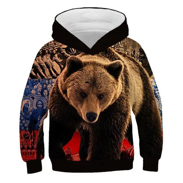 Ltimo modelo de ropa infantil marrn oso Firefox 3D impresin nios moda ocio sudadera moda nios y nias Sudadera con capucha - Цвет: TNT-830