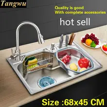 Бытовой Высокое качество vogue кухня один корыто раковина 304 нержавеющая сталь Горячая Распродажа 68x45 см
