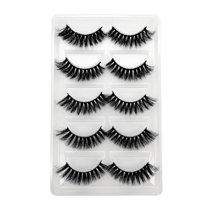 

5 Pairs 3D Mink Lashes Natural Hair EyeLashes 3D Mink 14MM EyeLashes Natural Long Handmade eye MakeupLashes winged Lashes