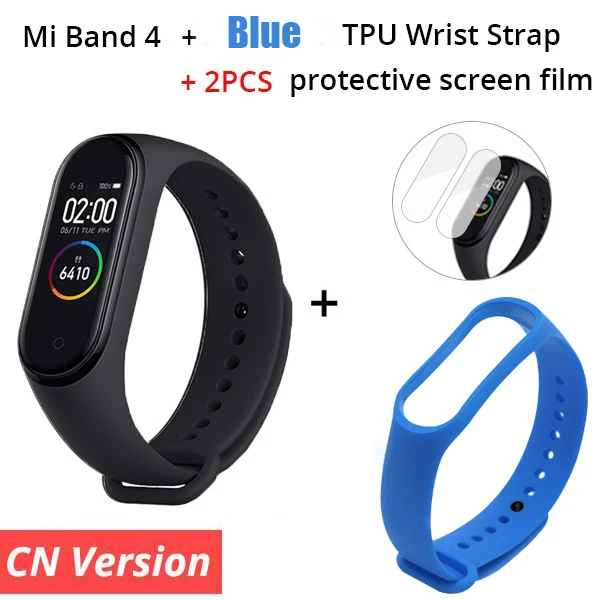 Xiaomi Mi-браслет 4 смарт-Браслет фитнес-браслет MiBand Band 4 Частота сердечных сокращений большой сенсорный экран сообщение Smartband - Цвет: CN n Blue Starp