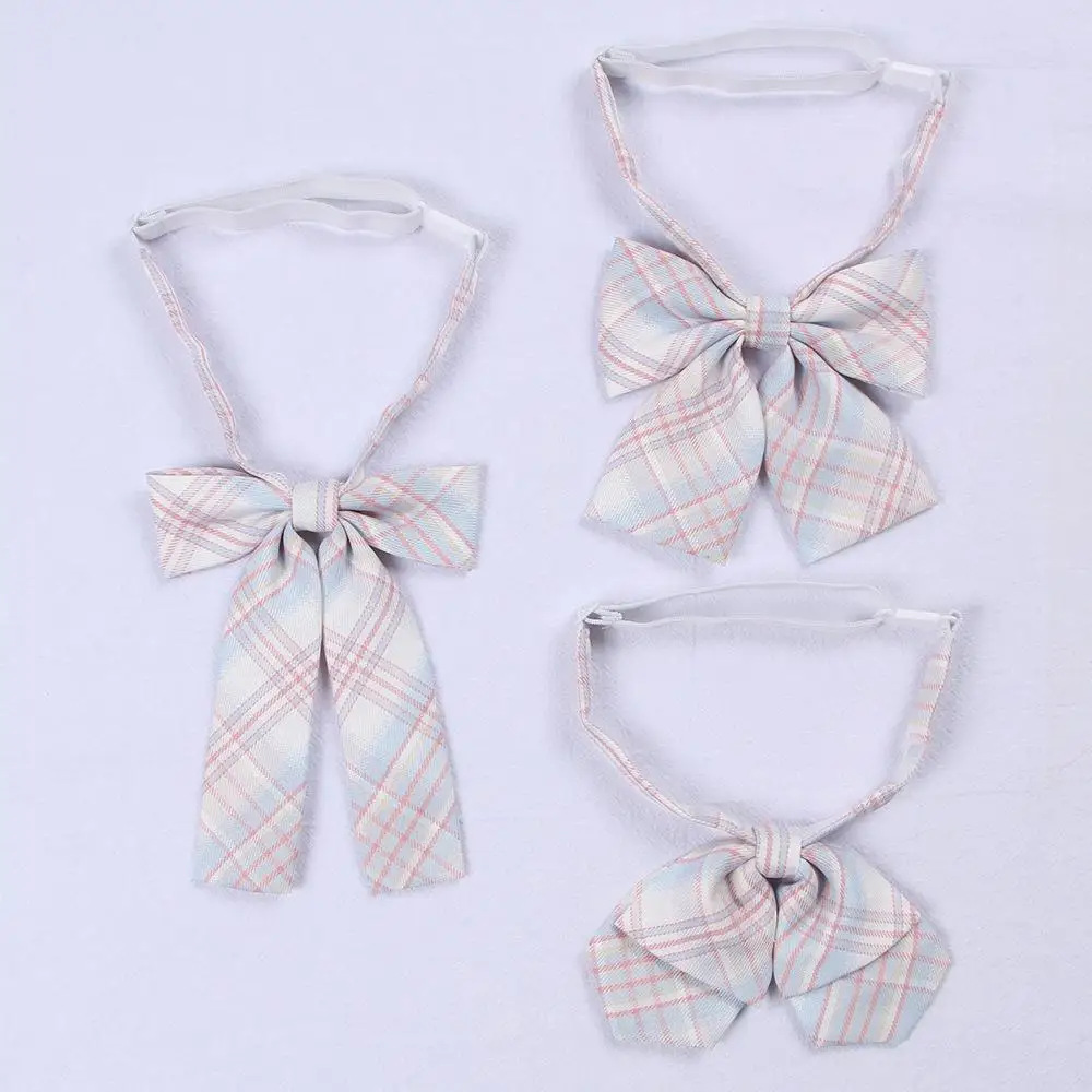 Jk Bowtie форменные аксессуары для японской школьницы Веревка на шею галстук-бабочка решетка Элегантный шик без завязывания узел - Цвет: sets