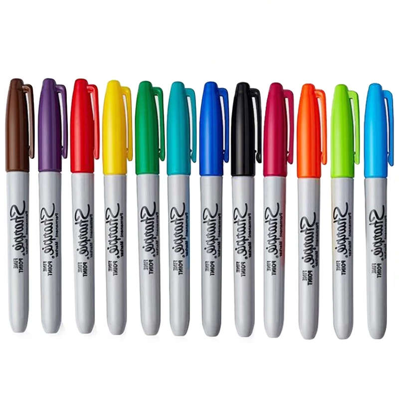 12 Pcs Set 8/12/24 предмета в комплекте Сэнфорд шулер масло маркеры Цветной маркеры художественная ручка постоянного Цвет маркер для белой доски канцелярских принадлежностей 1 мм перо - Цвет: 12 Pcs Set