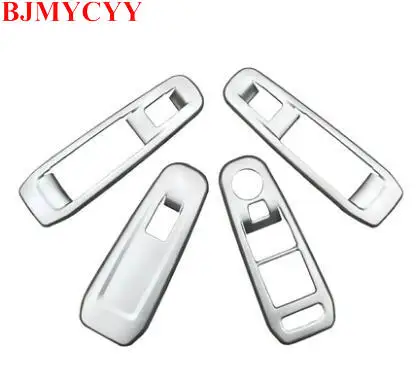 BJMYCYY 4 шт./компл. нержавеющая сталь декоративная коробка окна автомобиля Лифт Панель переключателей для peugeot 308 T9 - Название цвета: Серебристый