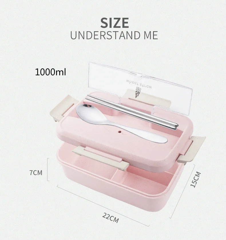 3 Color Grid Cute Plastic Lunch Box Microwave Oven Heating with Tableware Insulation Bags Picnic Outdoor Portable Lunch Box