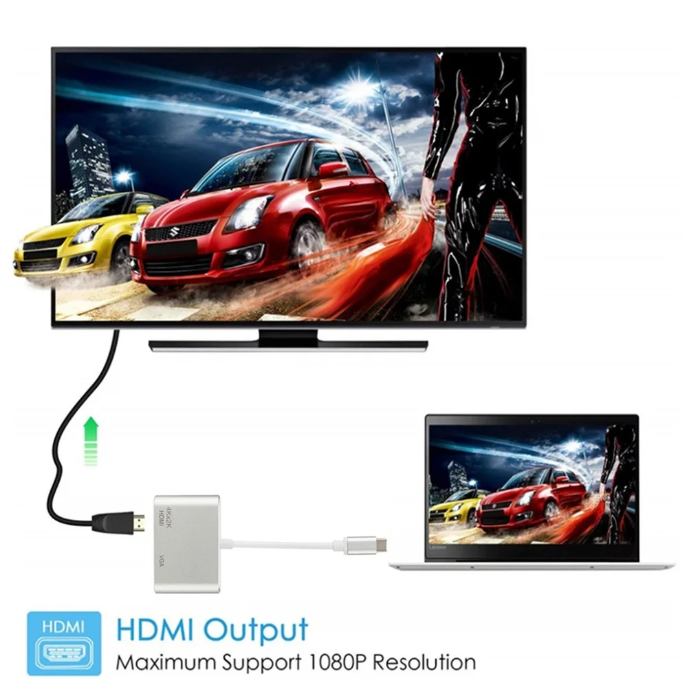 PzzPss USB C ̺ USB C to HDMI VGA ̺  c to hdmi vga   ȯ, ο Macbook Pro Ƽ̵  ˷̴