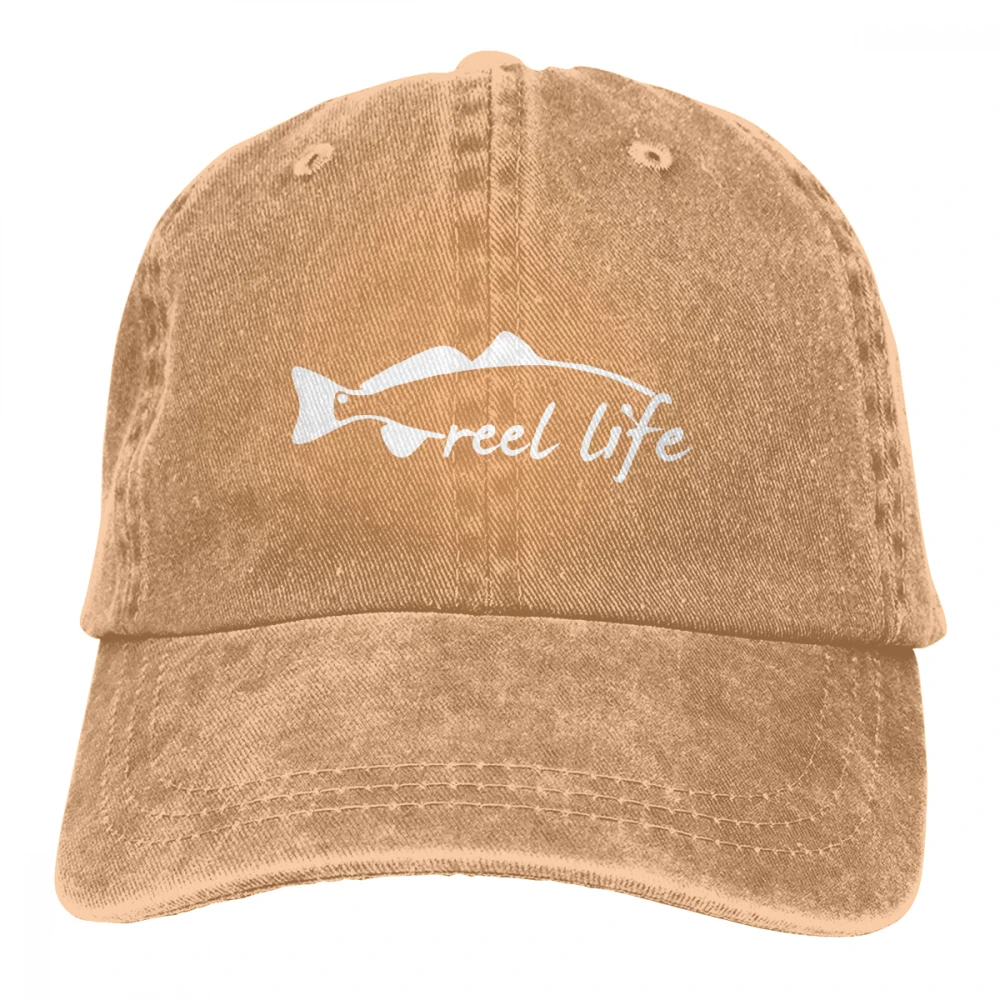 Катушка жизни Рыбалка Casquette черный унисекс Мужские Женские джинсовые бейсболка с ремешком кепки Регулируемый Гольф папа шляпа - Цвет: Хаки