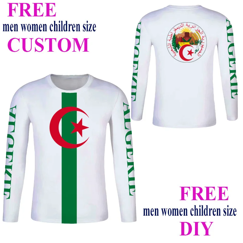 Алжир футболка с длинным рукавом имя номер dza ислама diy арабский algerie Арабская