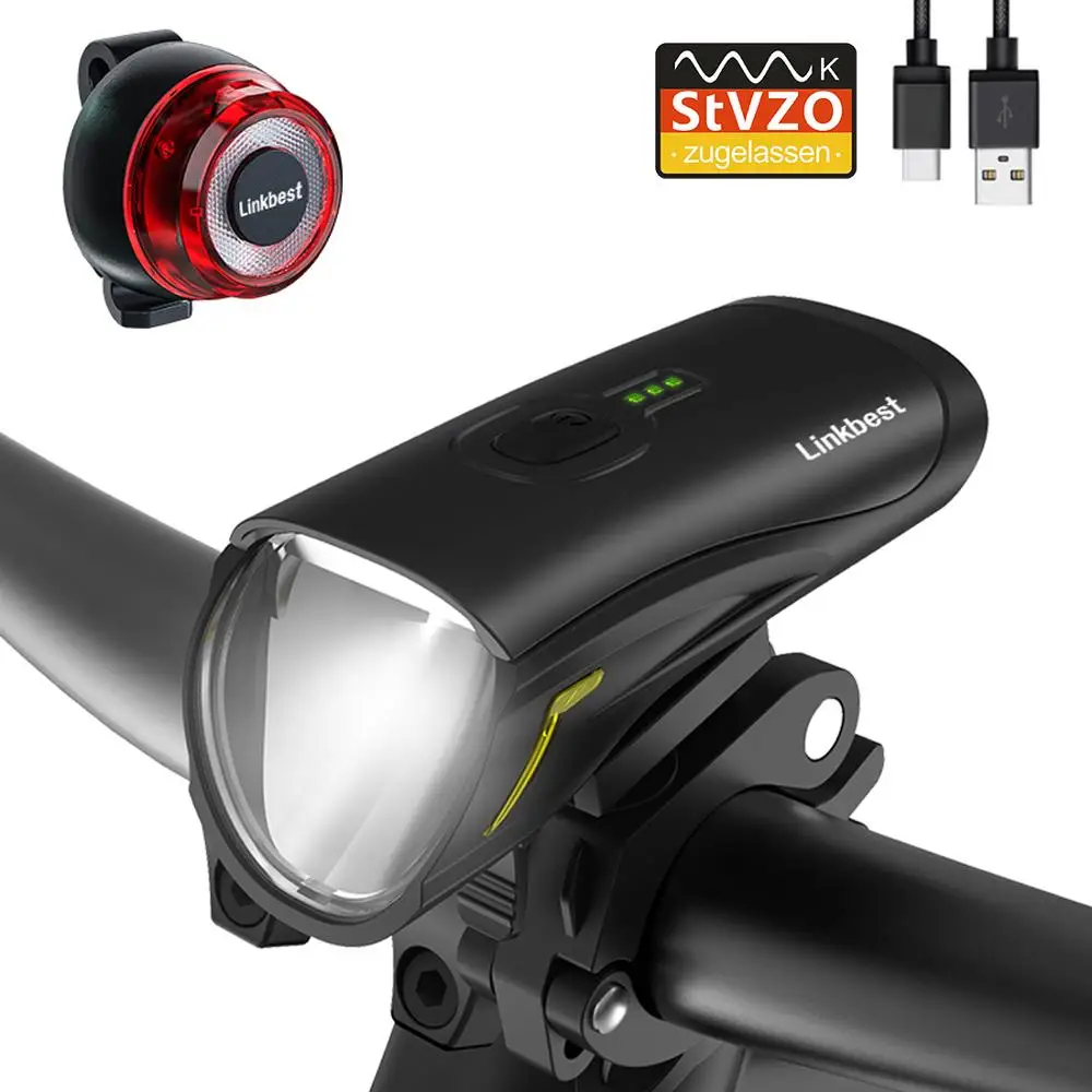

Linkbest 50 Lux USB Rechargeable Bike Light Set Bicycle Light-Osram Led- Close Range Zone -Side Light-Fit ALL BIKES