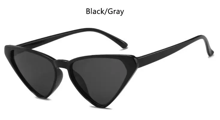 black gray Европейский стиль треугольные солнечные очки кошачий глаз оттенки для женщин винтажные очки gafas de sol mujer - Цвет линз: black gray