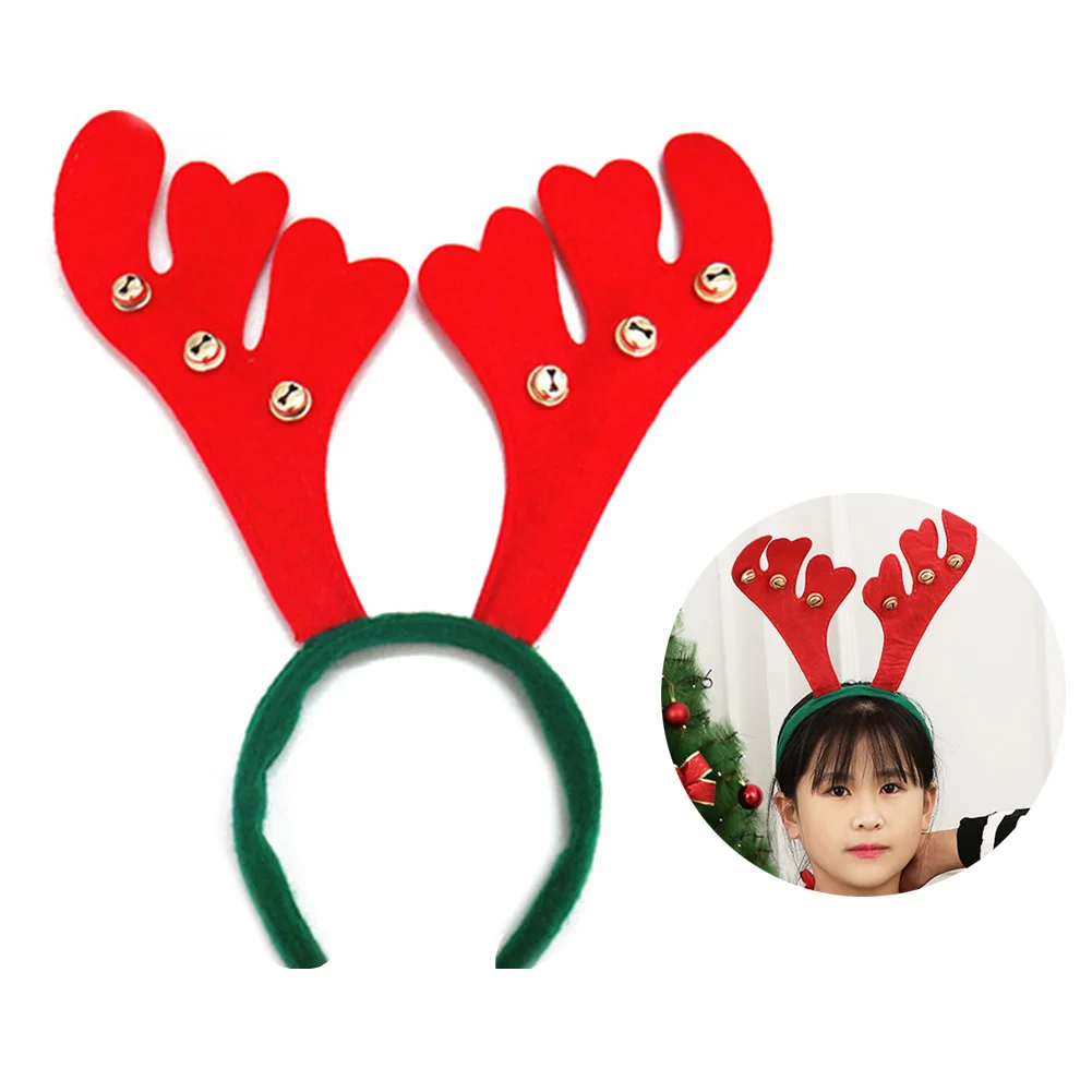 Popular Christmas Party Deer Antlers Headdress Hair Bands With Bells Festival Party Supplies Beautiful Decoration For Girl Women