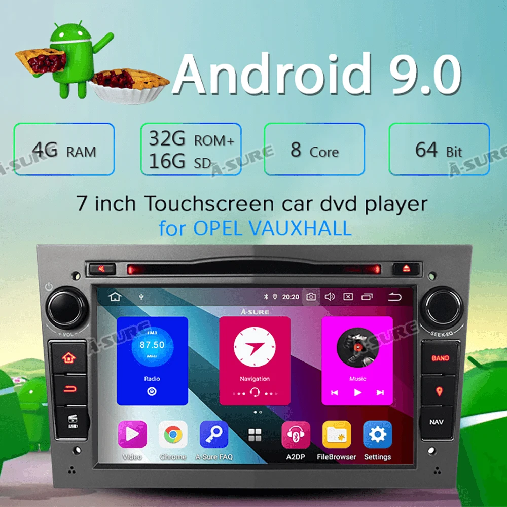 A Sure 7 'ƈ Din 8 ядер 4 Гб RAM Android 9 0 автомобильное радио GPS Sat nav DVD НАВИГАЦИЯ для Vauxhall