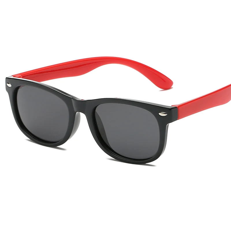 black red with box Детские солнцезащитные очки с чехол для мальчиков и девочек поляризованные силиконовые защитные солнцезащитные очки подарок для детей Детские UV400 Gafas - Lenses Color: black red with box