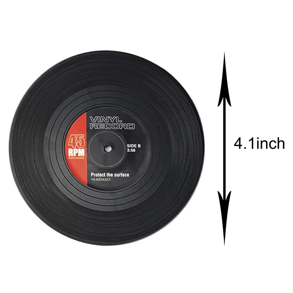 6 Pcs Vinyl Record Table Mats Drink Coaster Table Placemat Creative Coffee Mug Cup Coasters Heat-resistant Non-slip Pads