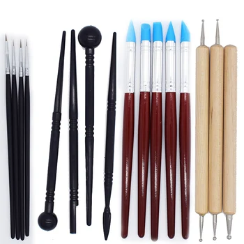 

16pcs polymer clay tools Modeling Carving Sculpting Tools Design Pottery Tools,rubber pen,Ball Rod Stylus 00000 fine brush