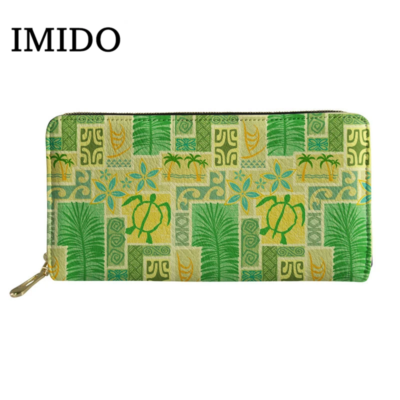 IMIDO Leaf Moku Malihini, модные женские кошельки с принтом в стиле ретро, большой женский кошелек, кошелек для девочек, сумка для денег - Цвет: WLL595Z21