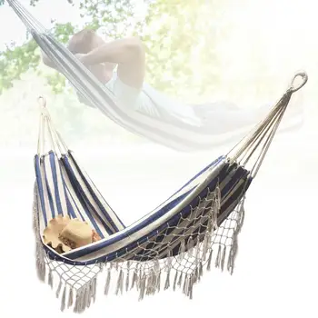 

Double Deluxe Hammock Hanging Chair Swing Macrame Hammock With Carry Bag For Outdoor Garden Backyard Indoor Hanging Chair
