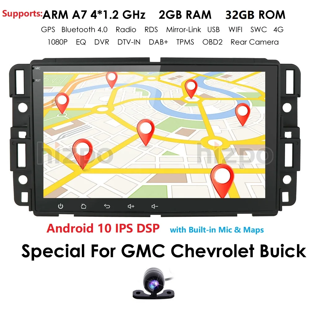 2din Android 10,0 автомобильный dvd-плеер радио для GMC Chevrolet Chevy Yukon Tahoe Sierra Acadia Suburban мультимедийный плеер NODVD DVR 4G