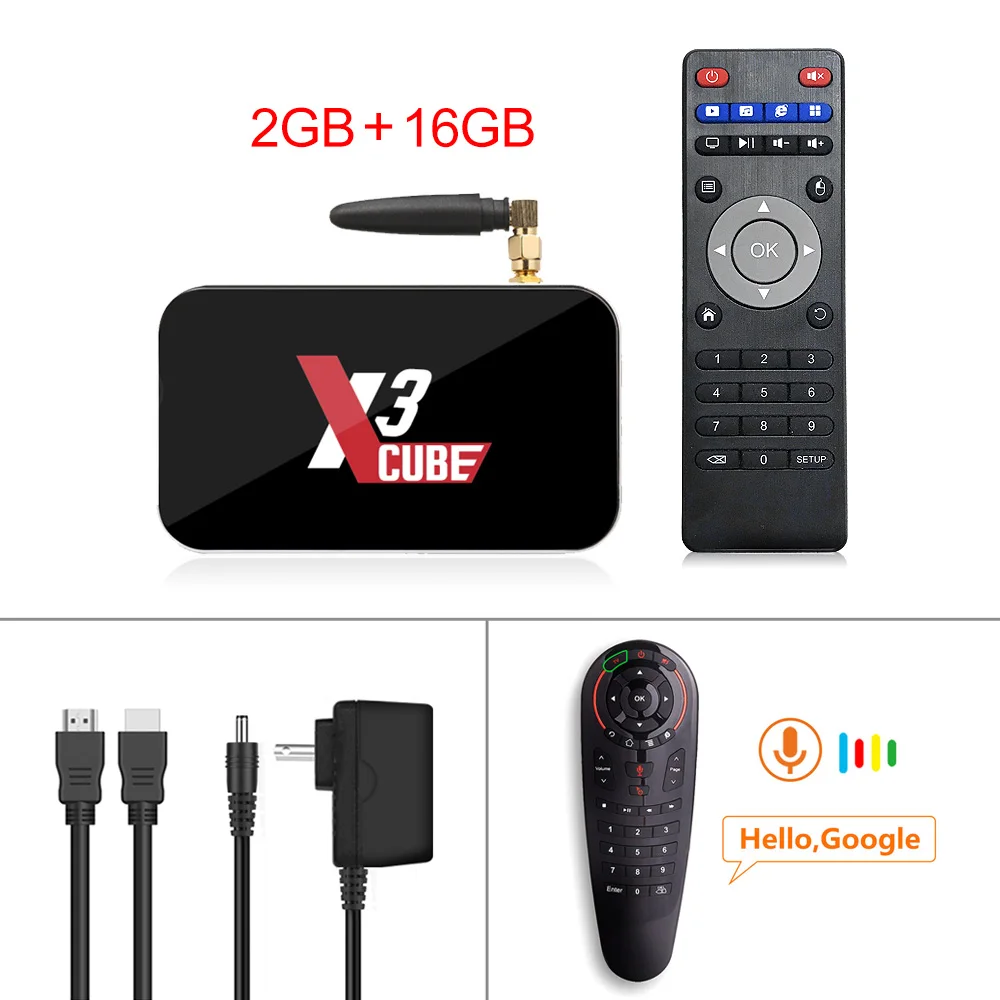 2G16G voice RC G30 ТВ-приставка X3 Pro Android 9,0 Amlogic S905X3 X3 Plus DDR4 4 ГБ 32 ГБ 64 Гб 2,4G/5G WiFi 1000M BT 4,2 4K HD X3 Cube 2 Гб 16 Гб телеприставка - Цвет: 2G16G voice RC G30