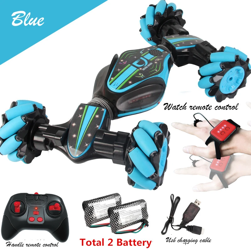 Blue 2 Battery RC автомобиль использовать 40 минут жестов зондирования трюк 1:16 пульт дистанционного управления автомобильный светильник музыка скручивание деформации скалолазание модель дорожного транспортного средства - Цвет: Blue 2 Battery