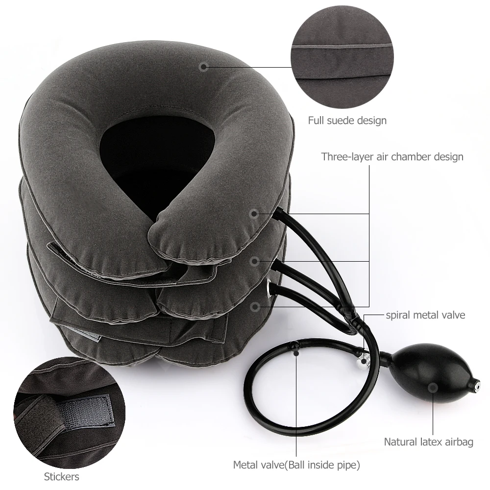 Inflatable Air Cervical Neck Traction Device Tractor Support Massage Pillow Pain Stress Relief Neck Stretcher Support Cushion