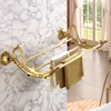 Gold Luxury Bathroom Hardware Set European-Style Classical Gold-Plated Towel Rack Antique Varved Bathroom Accessories Set ► Photo 3/4