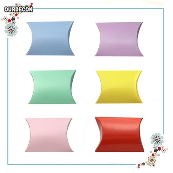 

100 Pieces 9 Colors Paper Pillow Shape Candy Boxes Party Wedding Favor Holder Christmas Chocolate Boxes Sweet Candy Bags