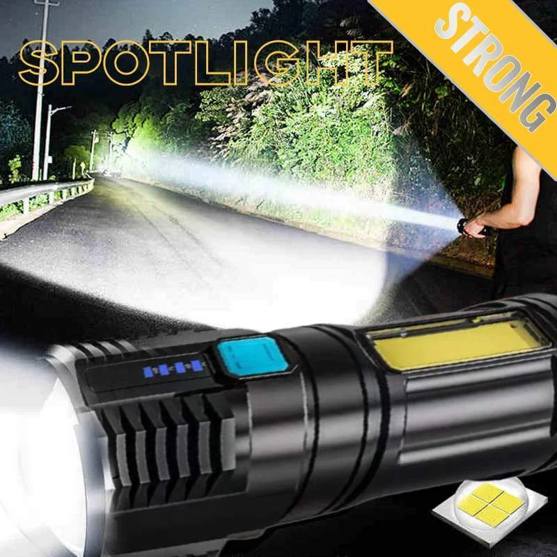 Five-nuclear Explosion Led Flashlight Strong Light Rechargeable Super Bright New 