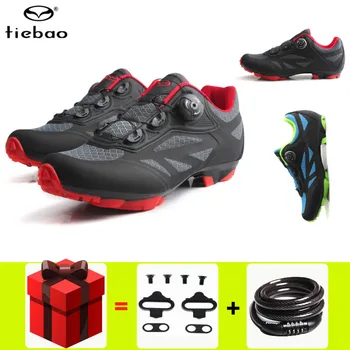 

Tiebao cycling shoes zapatillas ciclismo mtb men sneakers breathable self-locking gray SPD pedals sneakers mountain bike shoes