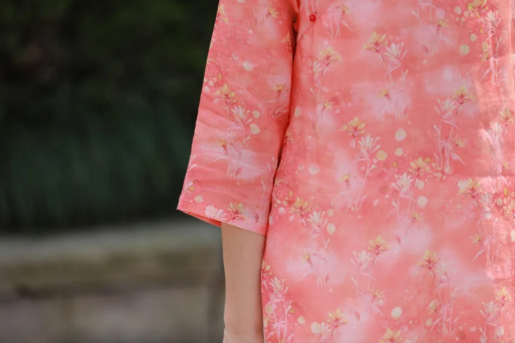 Женские весенне-осенние платья Qipao с тремя четвертями Cheongsam женские платья с принтом Doube платья с ярусами