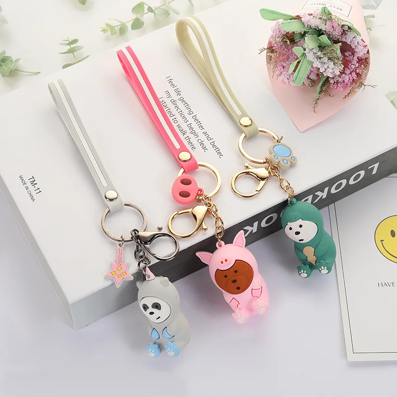 

Creative new cute image stereo doll keychain environmental protection PVC soft plastic bag keychain pendant customization
