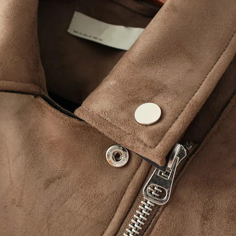 Женские замшевые кожаные куртки короткое мотоциклетное пальто для женщин 2020