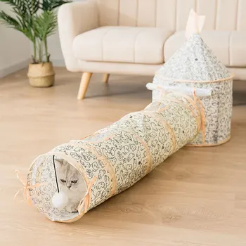 

Pet Cat Toy Tunnel Channel Cat House Combination Room Interactive Funny Cat Play Toys Collapsible Pet Supplies Cat Bed