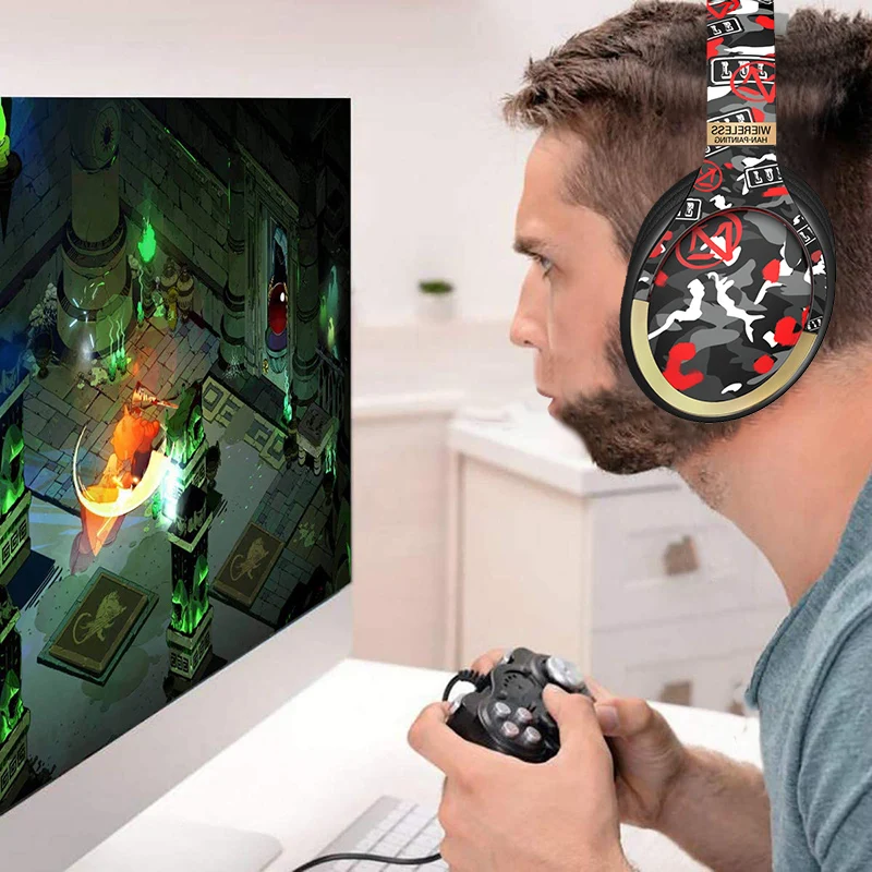 For PS4 wireless Gamer Headphone with HD microphone & PS4 bluetooth Transmitter Foldable Music Helmet with Aux Audio Adapter