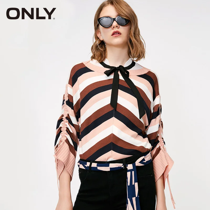 ONLY New Loose Open-forked Tie Sleeve Knitted Sweater | 118324531