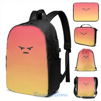 

Funny Graphic print Angry React USB Charge Backpack men School bags Women bag Travel laptop bag