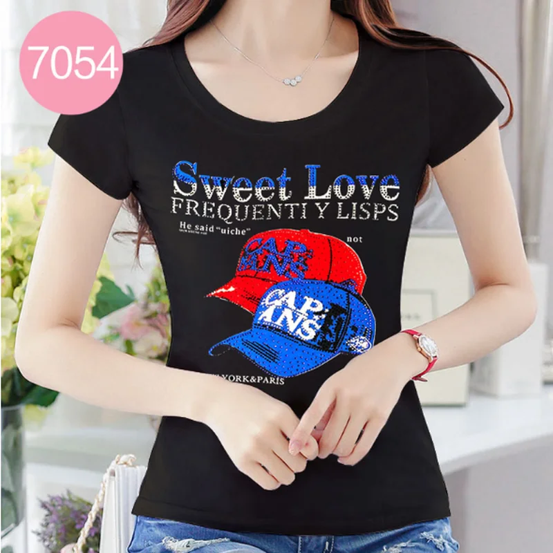 Популярная майка с принтом Бриллиант 2019 летняя новая женская футболка коротким