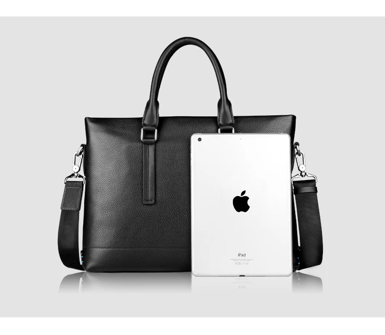 Large-capacity briefcase men handsome leather casual retro handbags business office travel solid color computer bag