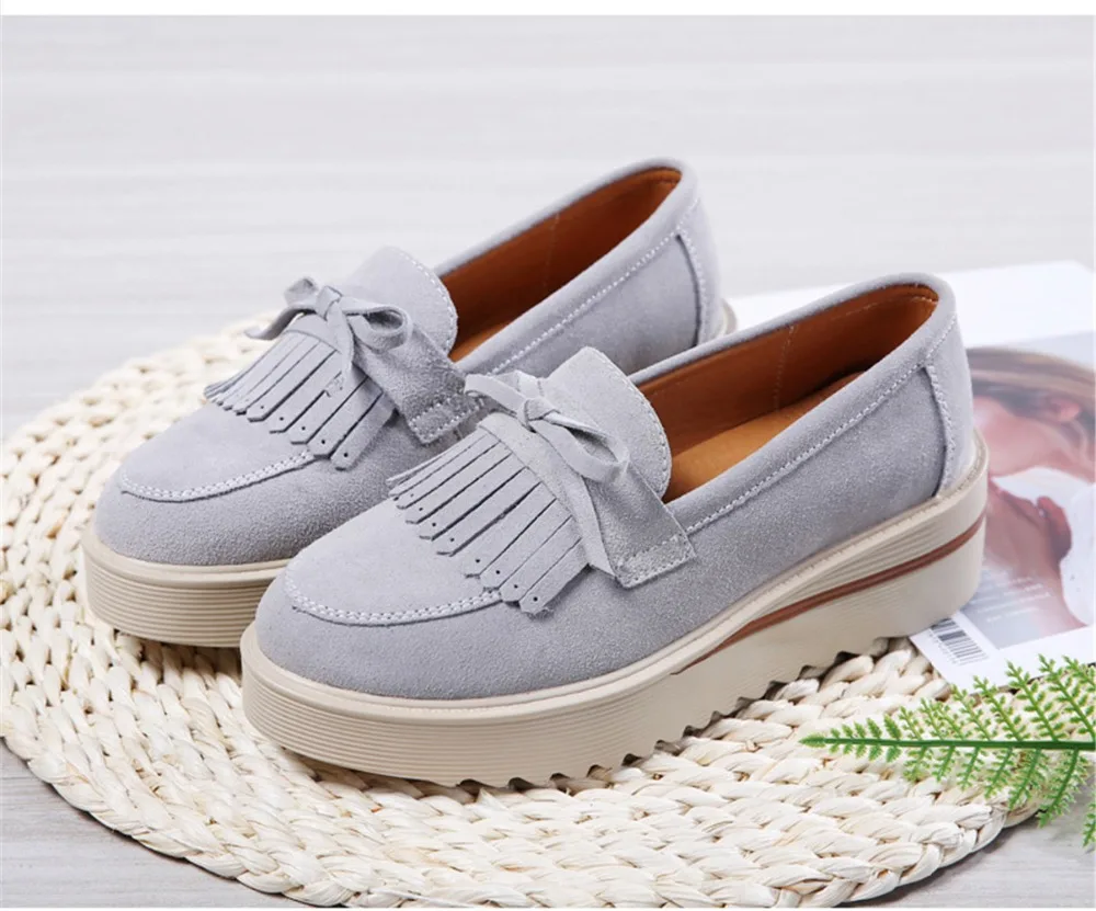 HX 2859-2019 Fashion Tassel Women's Platforms Shoes Genuine Leather Womans Sneakers-2