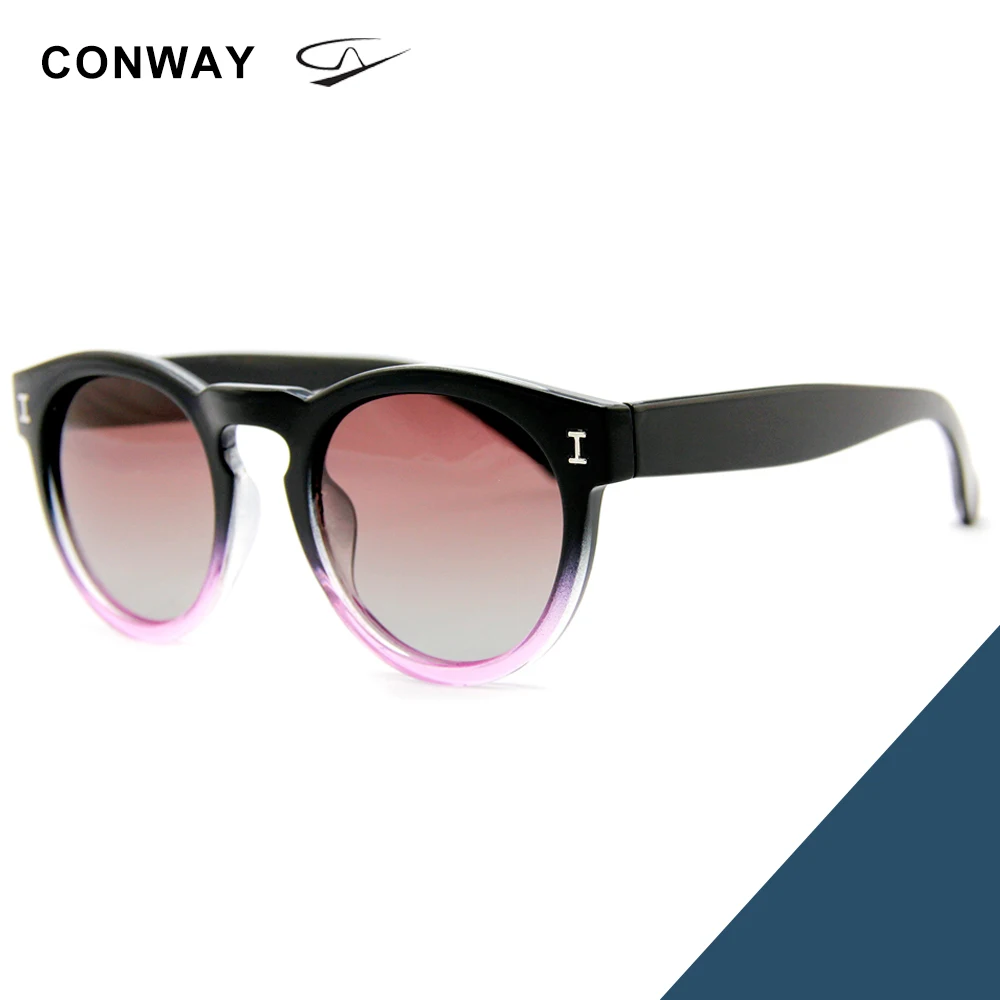 Conway, модные женские солнцезащитные очки, Круглые, Ретро стиль, паровой панк, солнцезащитные очки, круглые, поляризационные, для вождения, очки для женщин, затемненные очки - Цвет линз: Pink