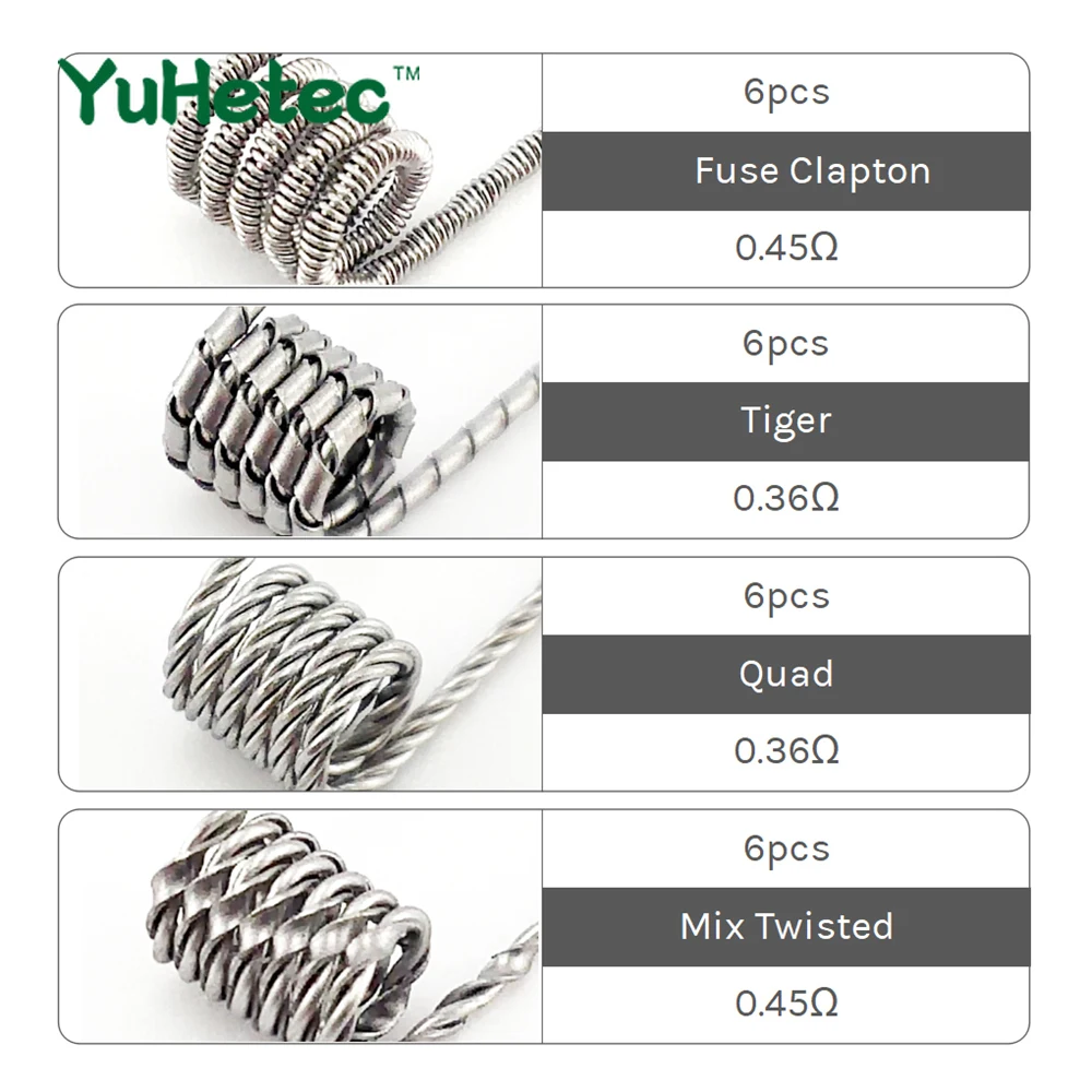 Готовая катушка YUHETEC 8 в 1 собранная Claptonwire готовые катушки Demon SS316 Tiger Alien