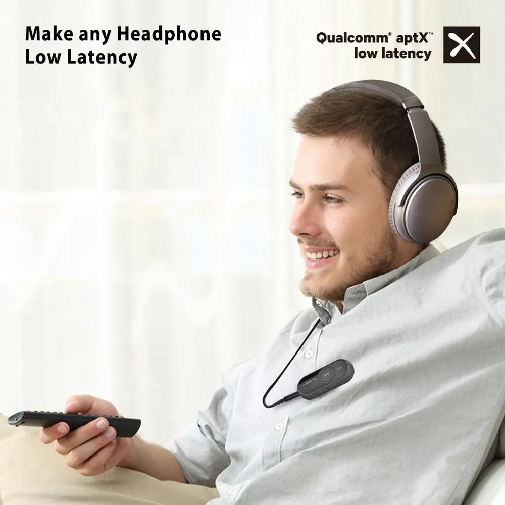 Avantree AS70 Bluetooth 5,0 аудио приемник для наушников, aptX HD, aptX низкая задержка, используйте свой собственный микрофон, 15 ч воспроизведения
