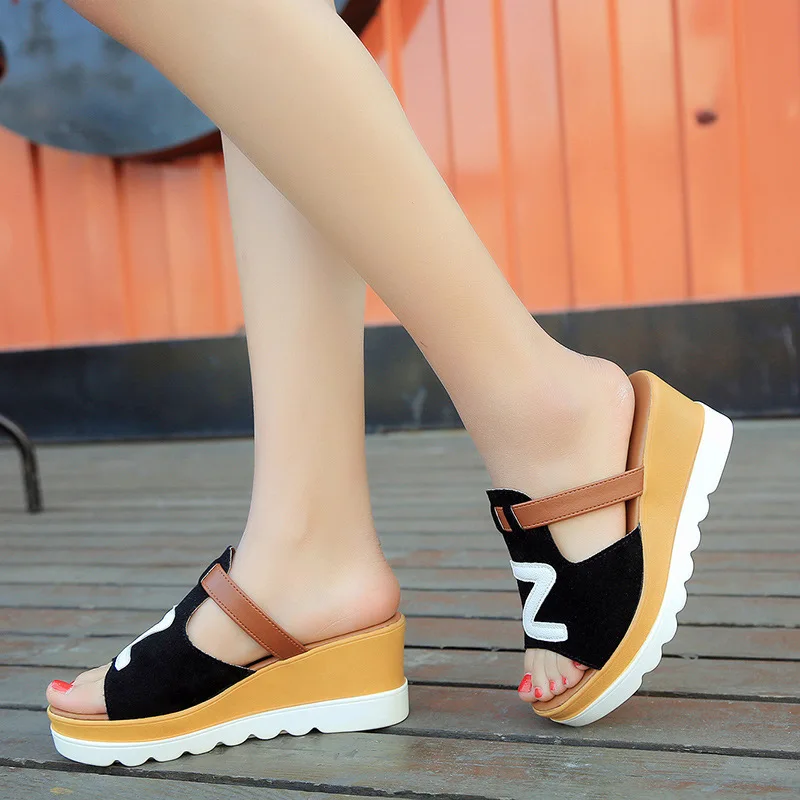 

Po gen bu Surface Peep-Toe Sandals Waterproof Platform Ultra-Light Casual Sandals Women's Mixed Colors WOMEN'S Shoes