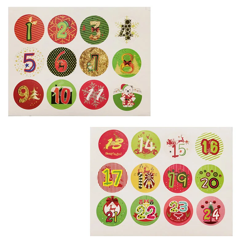 Advent Calendar Set 24 Filling Fabric Gift Bags with Number Labels for DIY Christmas Decor PAK55 - Цвет: C