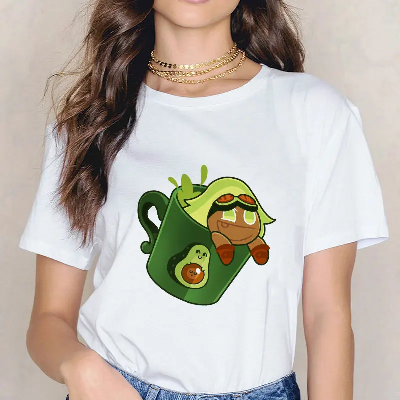 

Avocado Print Fashion Funny Cookie Run Women T-Shirt Plus Size Women T Shirt Cartoon Pattern Cute Short Sleeve Casual Tshirt