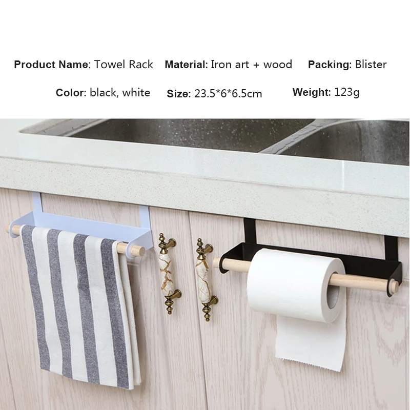 

single pole paper towel holder towel rack Bathroom Toilet Roll Paper Holder Cupboard Hanger Hook Kitchen Accessories black