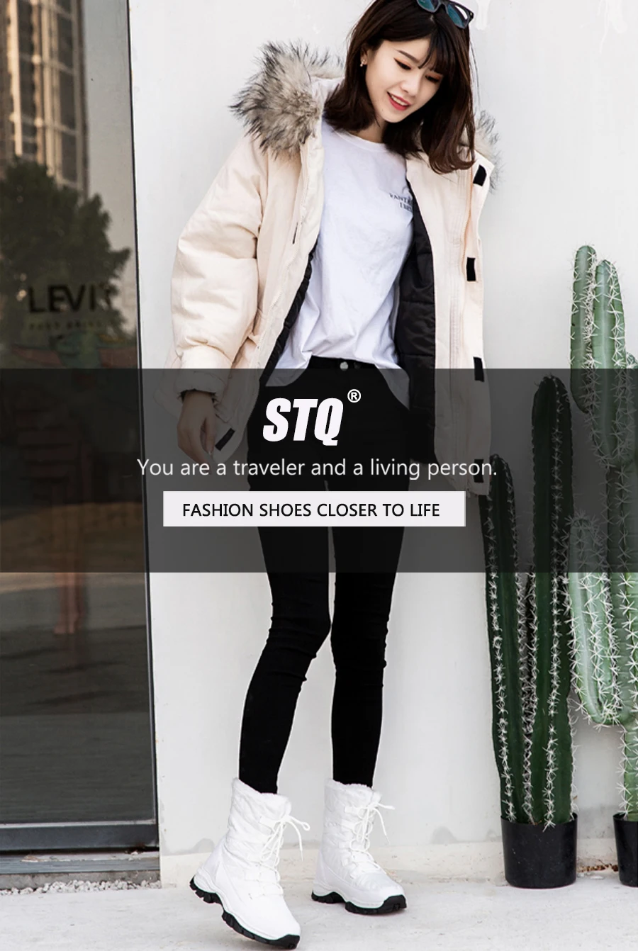 STQ/женские зимние ботинки; женские водонепроницаемые ботинки черного цвета; женские ботинки до середины икры; женские теплые плюшевые ботинки; TF19122